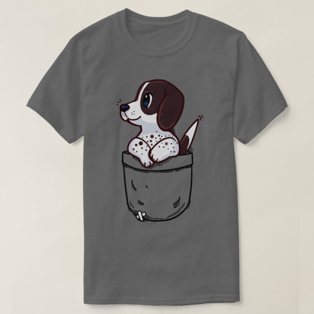 T-shirt Pointeur de pochette Chien de chiot (Design devant)