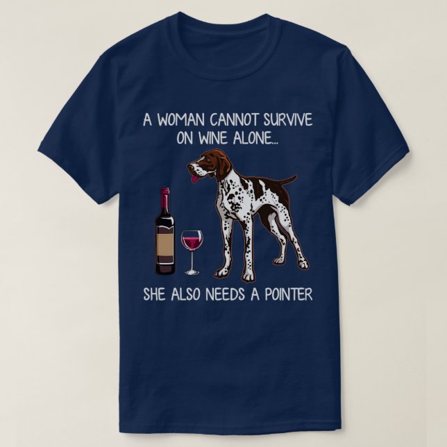 T-shirt Pointeur et vin Drôle Chien (Design devant)