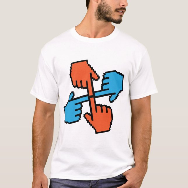 T-shirt pointeur ordinateur geek main hand  (Devant)