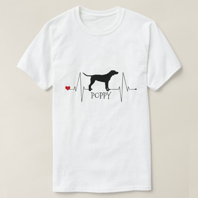 T-shirt Pointeur Personnalisé Aimer Mon Coeur Chien Beat (Design devant)