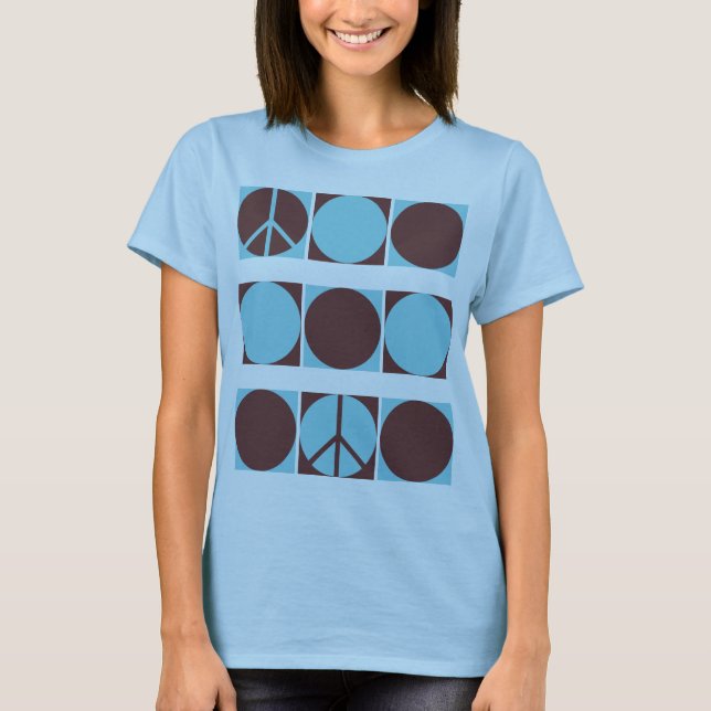 T-shirt Points de paix bleus et Brown (Devant)
