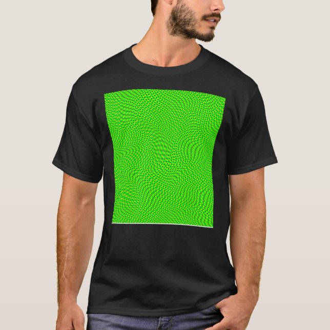 T-shirt Points d'illusion optique vert néon brillant (Devant)