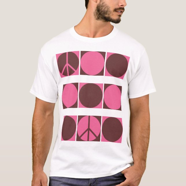 T-shirt Points roses et Brown de paix (Devant)