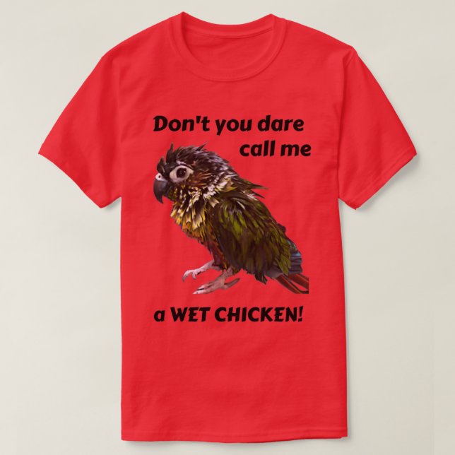 T-shirt Pois de poulet mouillé Vert Jouet Conure Baignée C (Design devant)