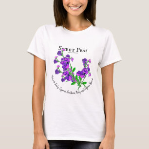 T-shirt Pois de senteur violets botaniques Texte