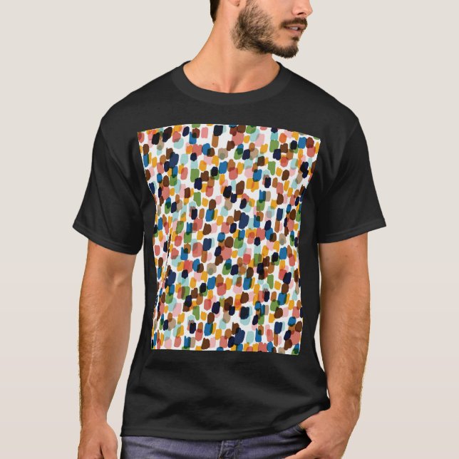 T-shirt Pois : Peinture à main multicolore. (Devant)