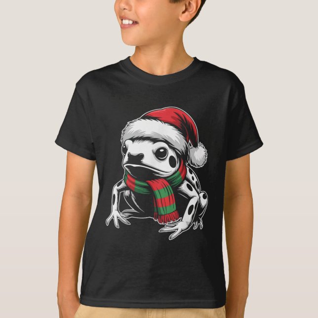 T-shirt Poison Dart Frog Xmas Santa Hat Écharpe Noël Co (Devant)