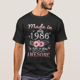 T-shirt Poison de Made In 1986 Floral 36 Year Old 36th Bir