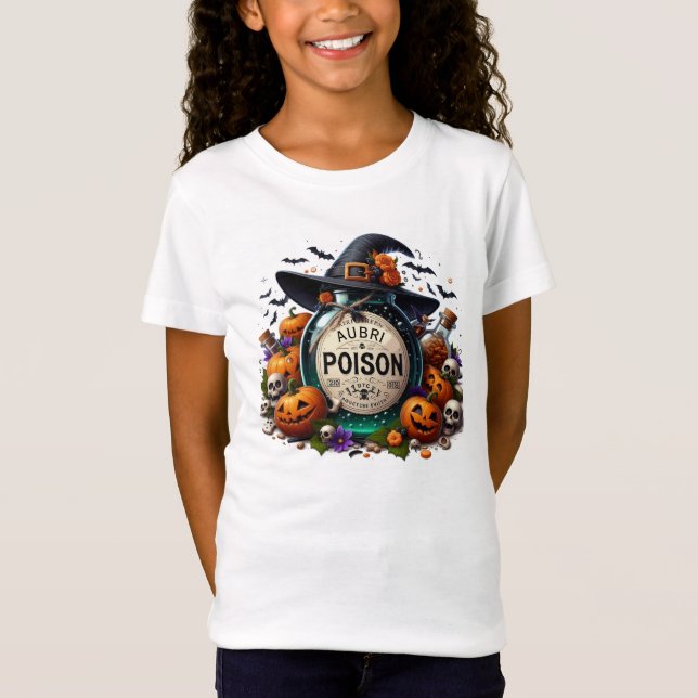 T-Shirt Poison d'Halloween avec le nom de l'enfant (Devant)
