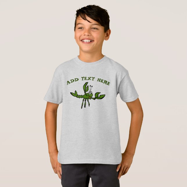 T-shirt Poisson à crevettes en vert, ajouter du texte (Devant entier)