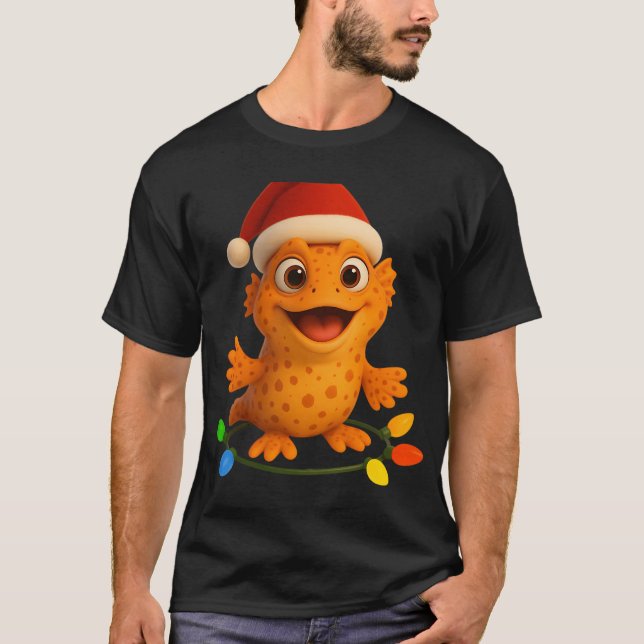 T-shirt Poisson à main tacheté de Noël (Devant)