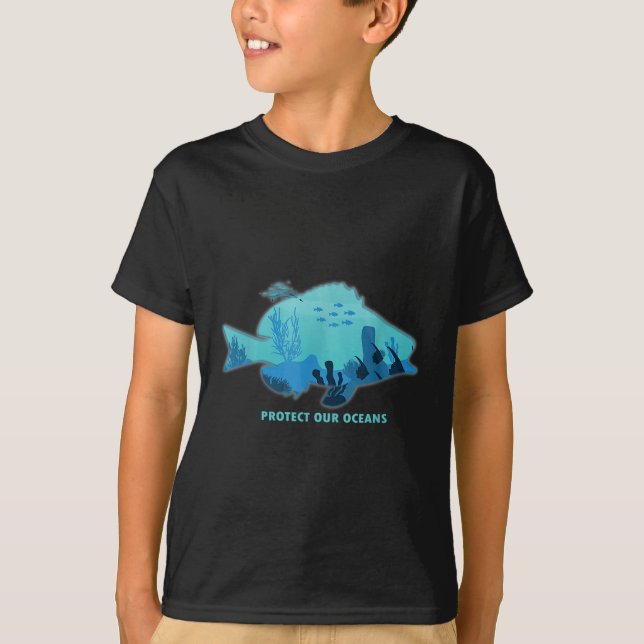 T-shirt Poisson à nageoire, Protection de l'environnement, (Devant)