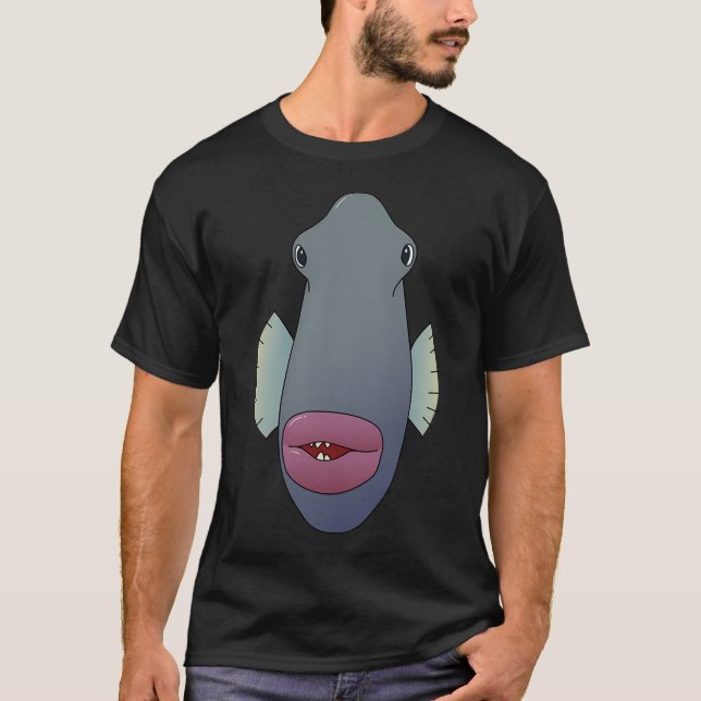 T-shirt Poisson à visage long avec de grosses lèvres (Devant)