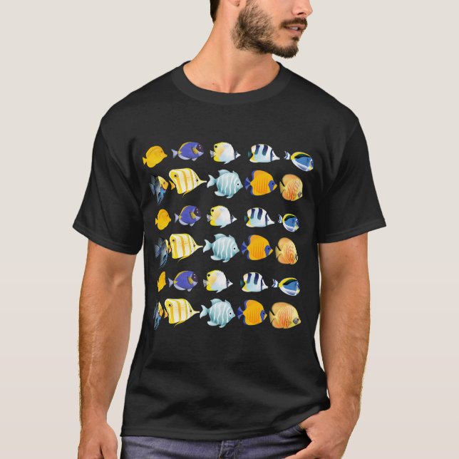 T-shirt Poisson Amusant Bleu & Jaune (Devant)