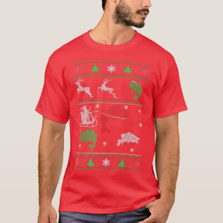 T-shirt Poisson Amusant Noël Pin à neige Pêche Papa Mo