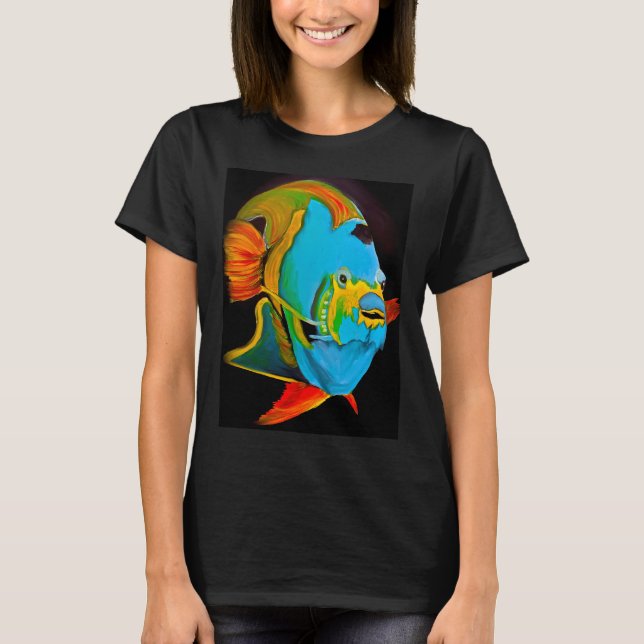 T-shirt Poisson Ange Bleu Abstrait (Devant)