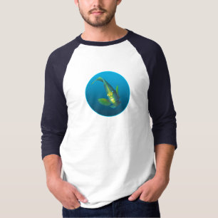 T-shirt Poisson-ange - Design sur arrière - plan bleu dégr