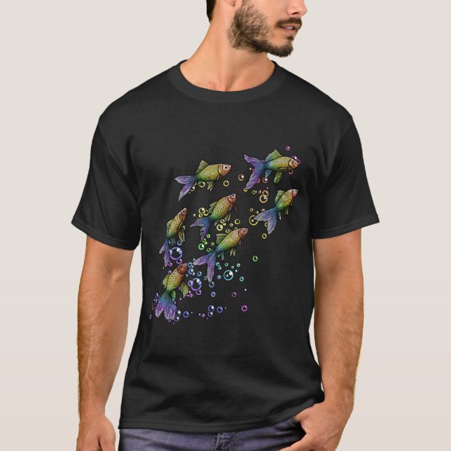 T-shirt Poisson Arc-en-ciel avec bulles (Devant)