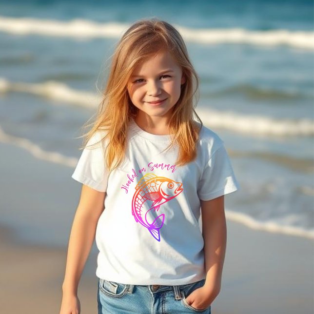 T-shirt Poisson arc-en-ciel l'été (Rainbow fish Hooked on Summer Kid)