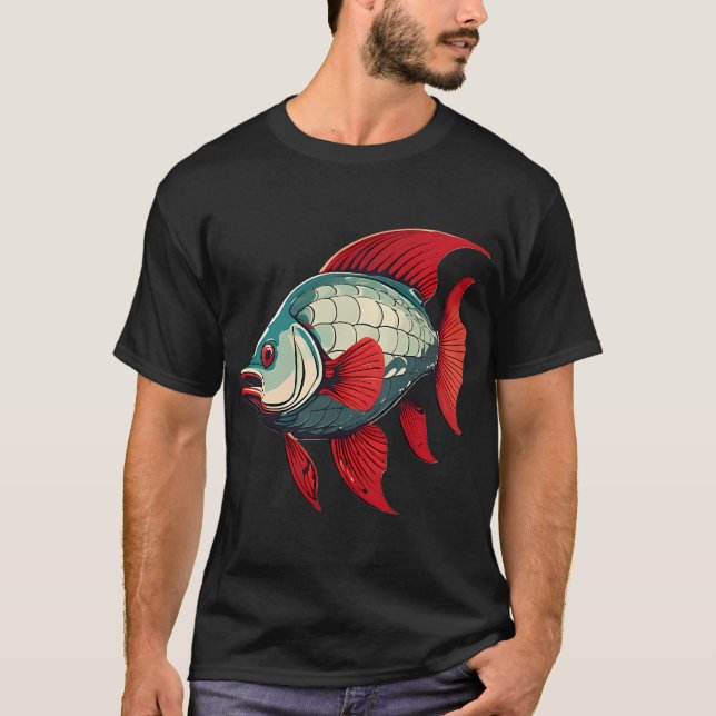 T-shirt Poisson argenté et rouge (Devant)