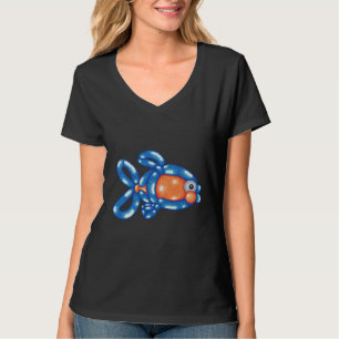 T-shirt Poisson Art Design Orange Et Bleu Balloon Twisting