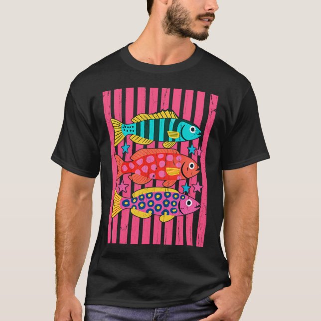 T-shirt Poisson aux couleurs vives (Devant)
