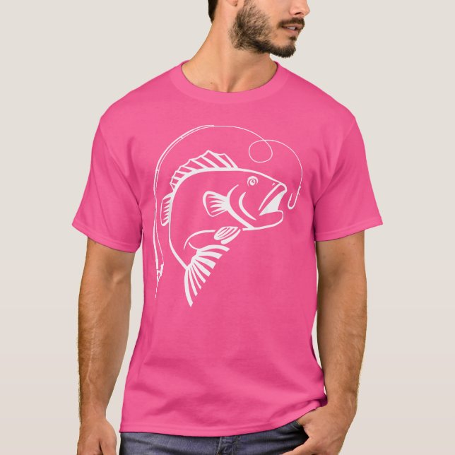 T-shirt Poisson Avec Bâton De Pêche (Devant)