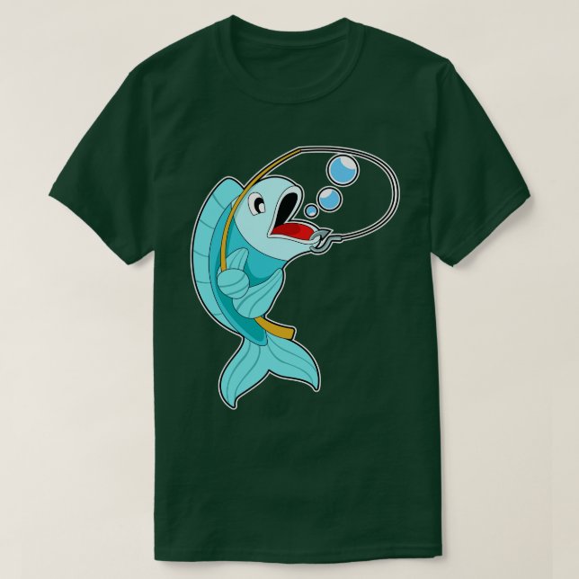 T-shirt Poisson avec canne à pêche (Design devant)