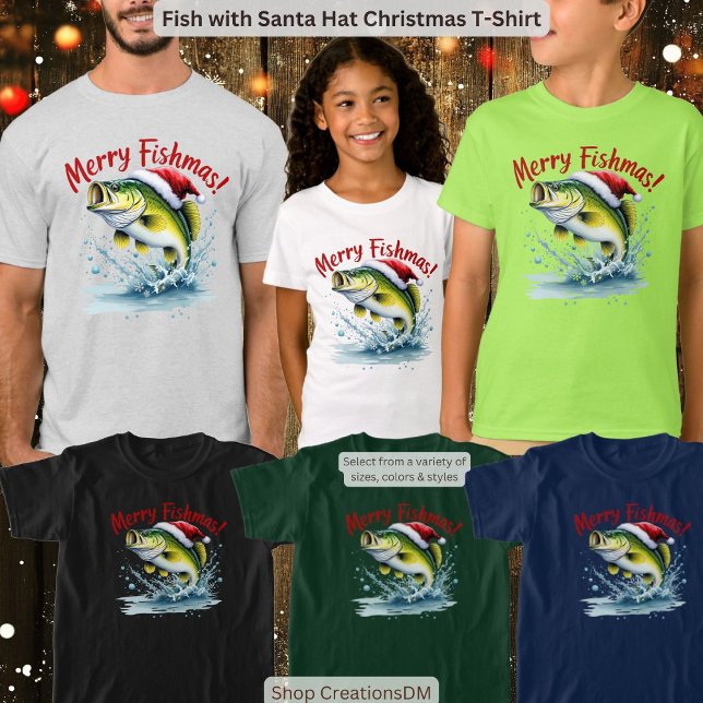 T-shirt Poisson avec chapeau de Noël Christmas (Créateur téléchargé)