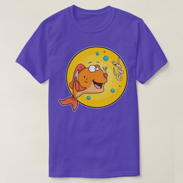 T-shirt Poisson avec couteau et fourche (Design devant)