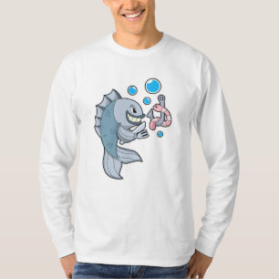 T-shirt Poisson avec hameçon et ver de poisson