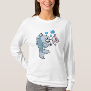 T-shirt Poisson avec hameçon et ver de poisson