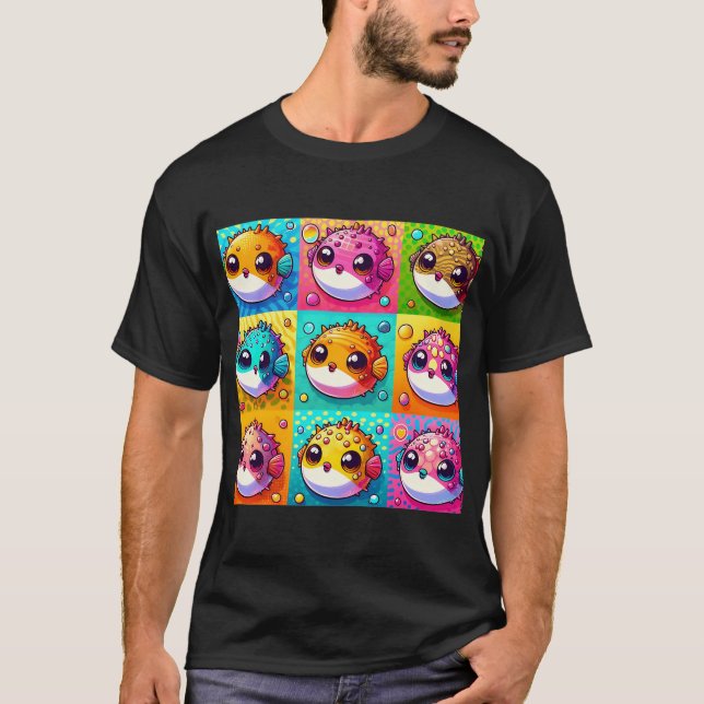T-shirt poisson ballon d'art populaire (Devant)