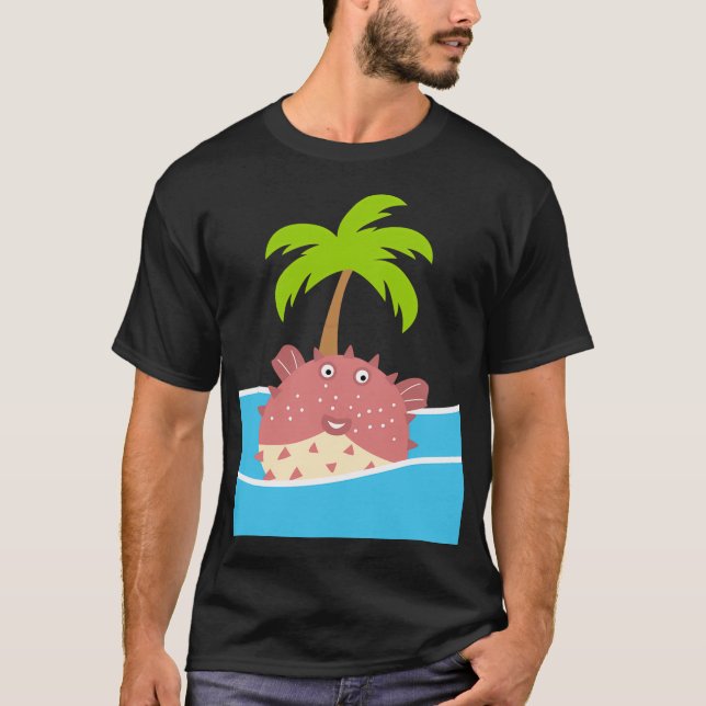 T-shirt Poisson ballon et cocotier (Devant)
