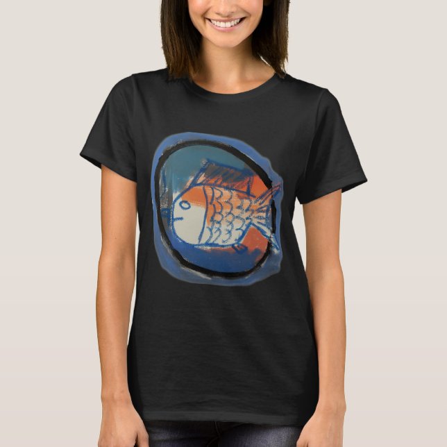 T-shirt Poisson bleu et orange (Devant)