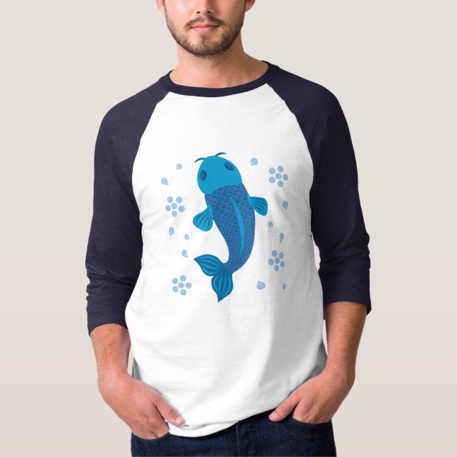 T-shirt Poisson bleu Koi (Devant)