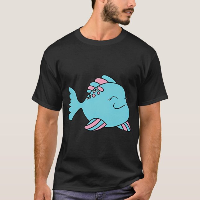 T-shirt poisson bleu rose (Devant)
