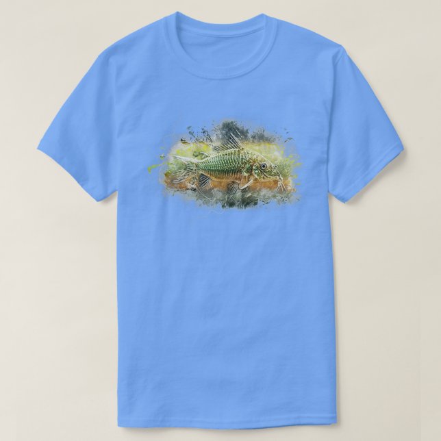 T-shirt Poisson brun émeraude Brochis splendens (Design devant)