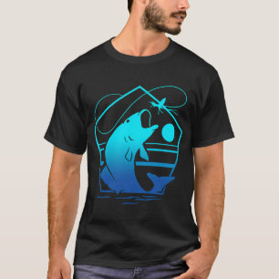 T-shirt Poisson-chat cadeau de design rétro coucher de sol