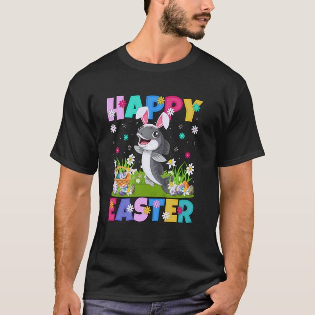T-shirt Poisson-chat Joyeuses Pâques Lapin Oreille Poisson (Devant)