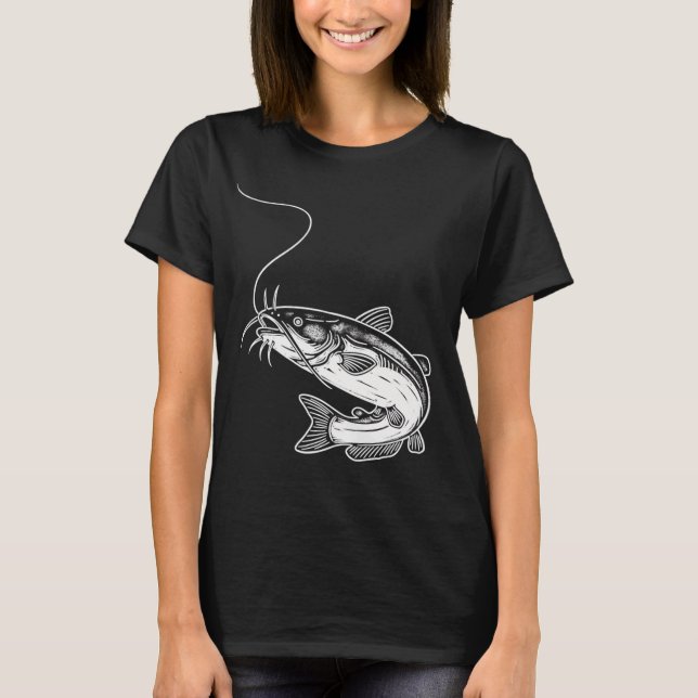 T-shirt Poisson-chat sur la ligne (Devant)
