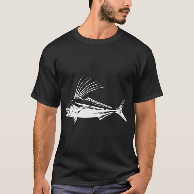 T-shirt poisson-chèvre design blanc (Devant)