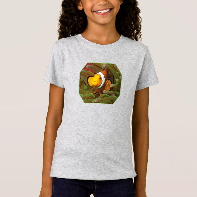 T-Shirt Poisson clown dans l'anémone verte. Conception pho (Devant)
