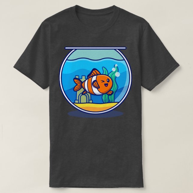 T-shirt Poisson Clown Nager Dans L'Aquarium Cartoon (Design devant)