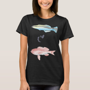 T-shirt Poisson Coloré Avec Un Petit Poisson Au Milieu