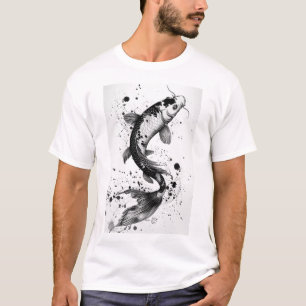T-shirt Poisson coloré Koi No. 10 Graine noire à graisse n