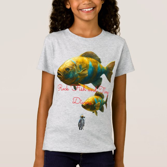 T-Shirt Poisson colossal et plongeurs minuscules – Océan d (Devant)