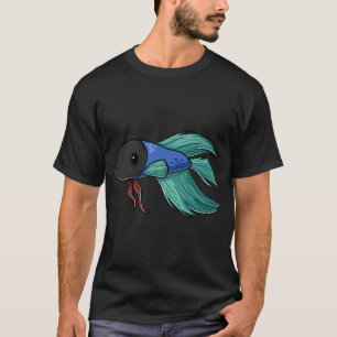 T-shirt Poisson combattant bleu de dessin animé