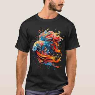 T-shirt Poisson combattant vibrant à l'aquarelle - Siamois