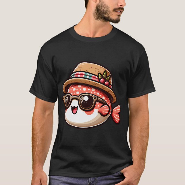 T-shirt Poisson Cool dans un Chapeau (Devant)